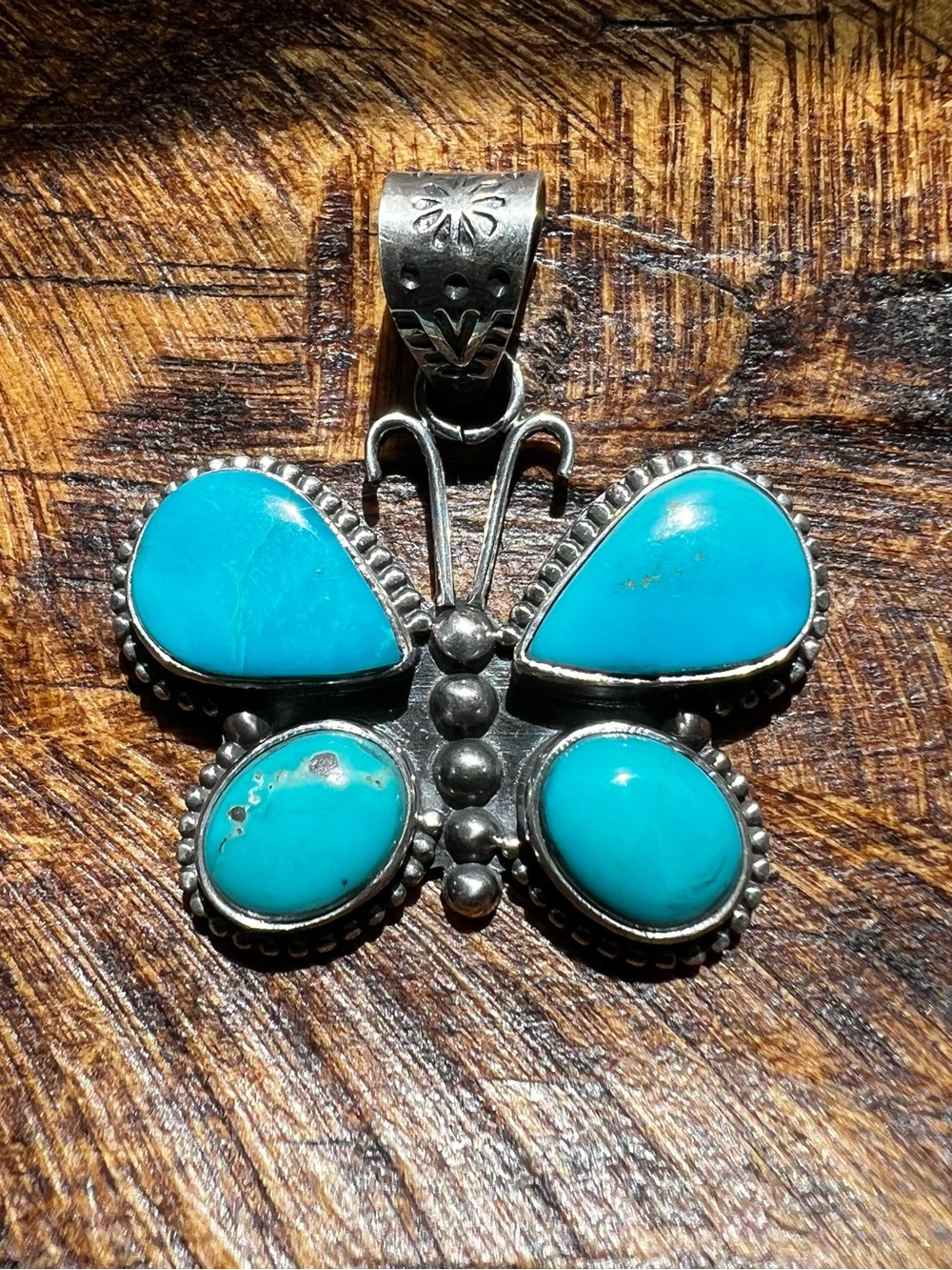 Sterling Silver Kingman Turquoise Butterfly Pendant  925 Southwest